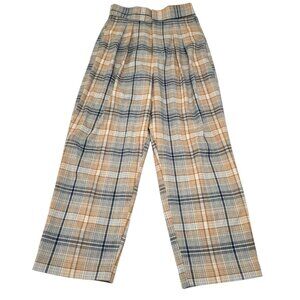 Urban Outfitters Women's Multicolor Plaid Pleated Crop Trousers High Rise M NWT